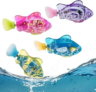 Aomantic Sarl Robot Fish Bath Toy, Pack of 4 Electronic Pet Fish, Electric Fish with Luminous for Children