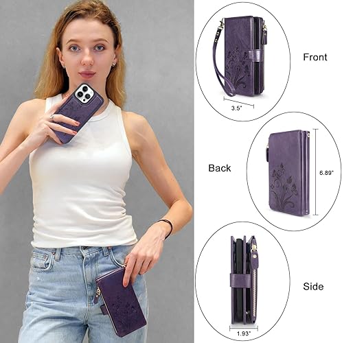 Miniatura 5 de Lacass Funda compatible con iPhone 14 Pro de 6.1 pulgadas ranuras para tarjetas Soporte para efectivo de crédito de identificación, bolsillo con