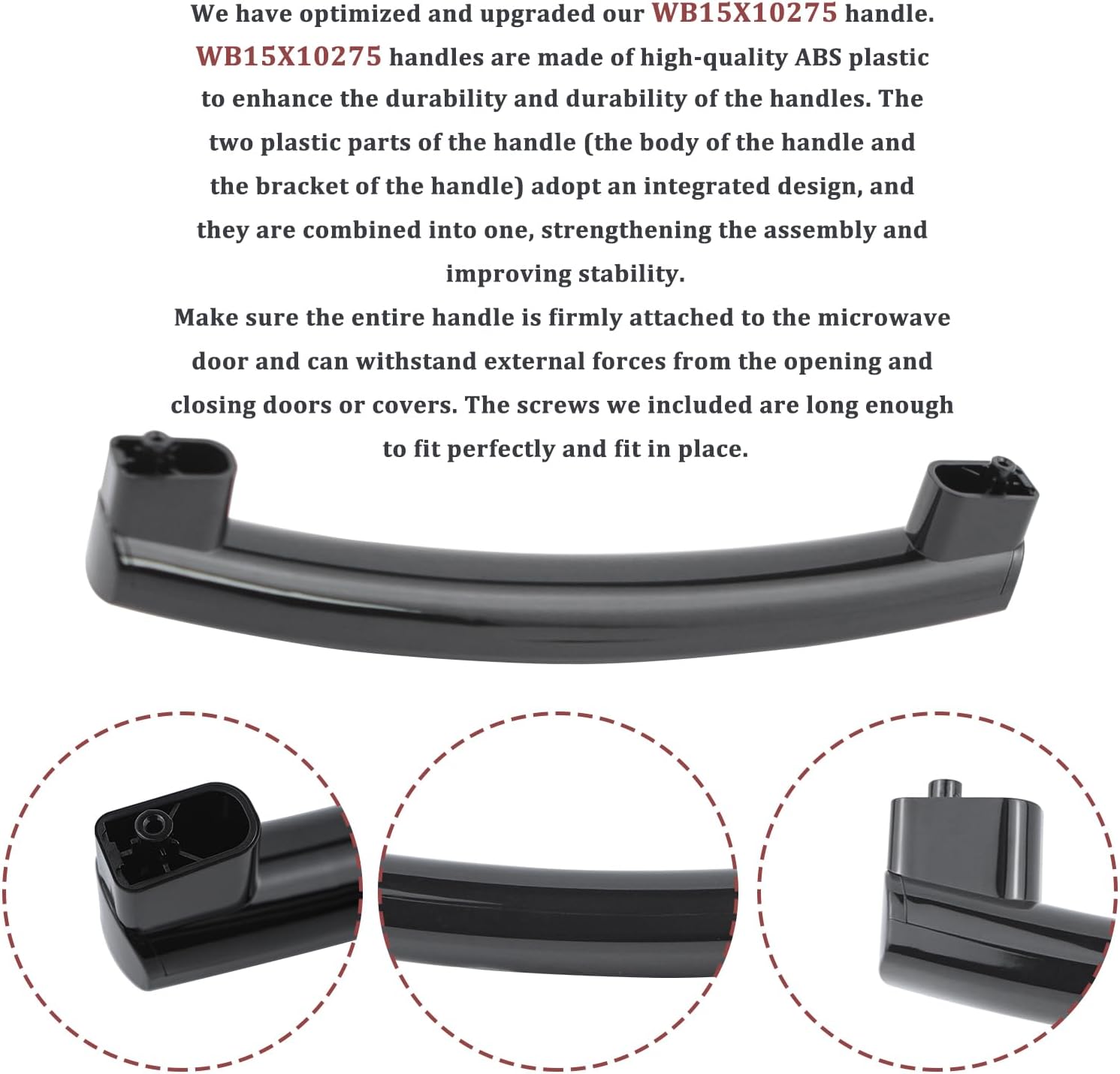 Black Handle kit WB15X10275 WB06X10939 Microwave Door Handle Fits for GE Kenmore Microwave Oven Ranges Replacement Part AP5790514,PS8754172,26130071490(with 2 Screws)