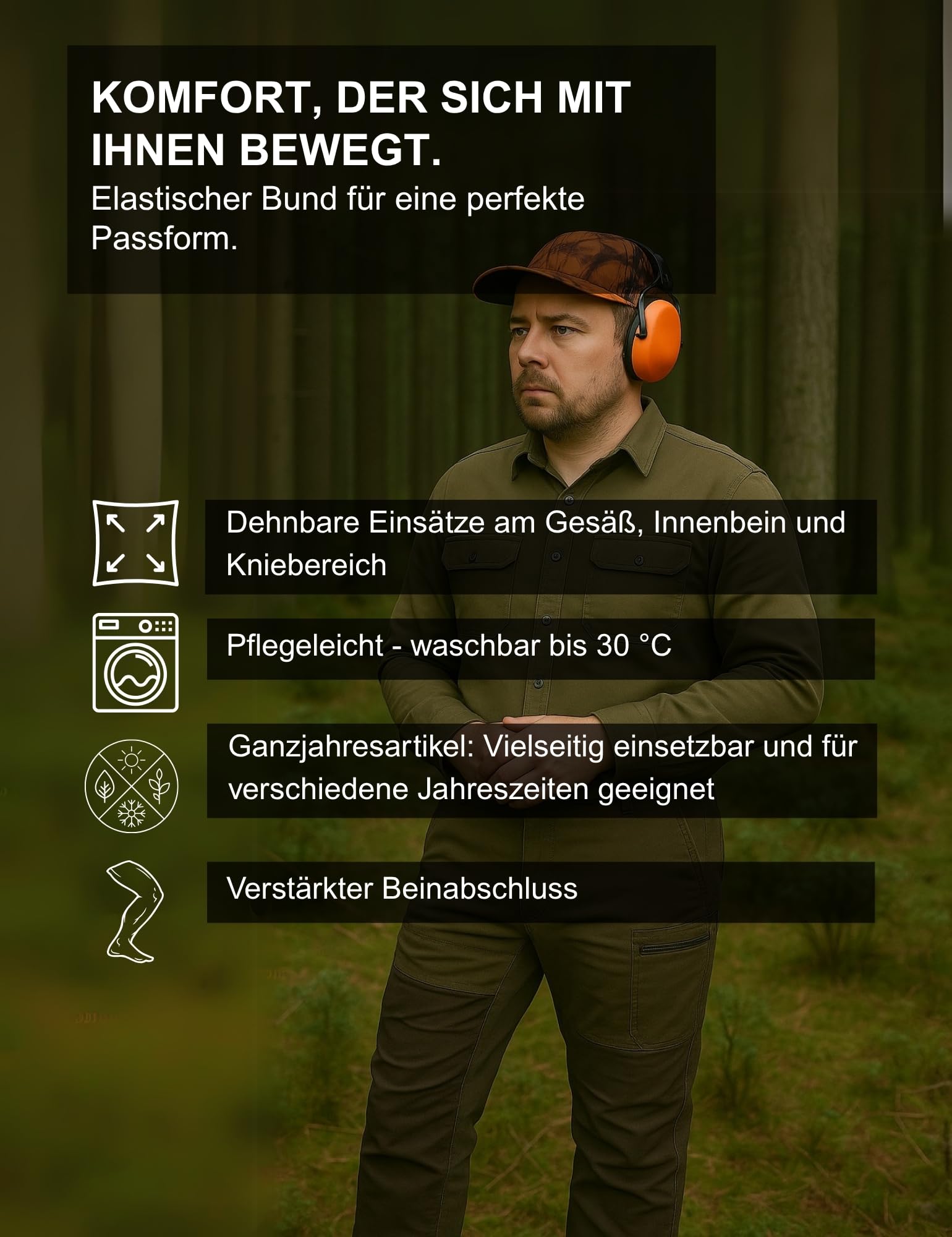 La Chasse® Stretch-Funktionshose Denver Jagdhose Herren Oliv/braun Jägerhose Stretchhose für die Jagd Dehnbund von Oefele Jagd