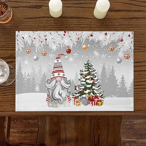 Vista 201 de Juego de 6 manteles individuales rojos para el día de San Valentín, diseño de corazón de San Valentín, resistentes al calor, lavables, manteles