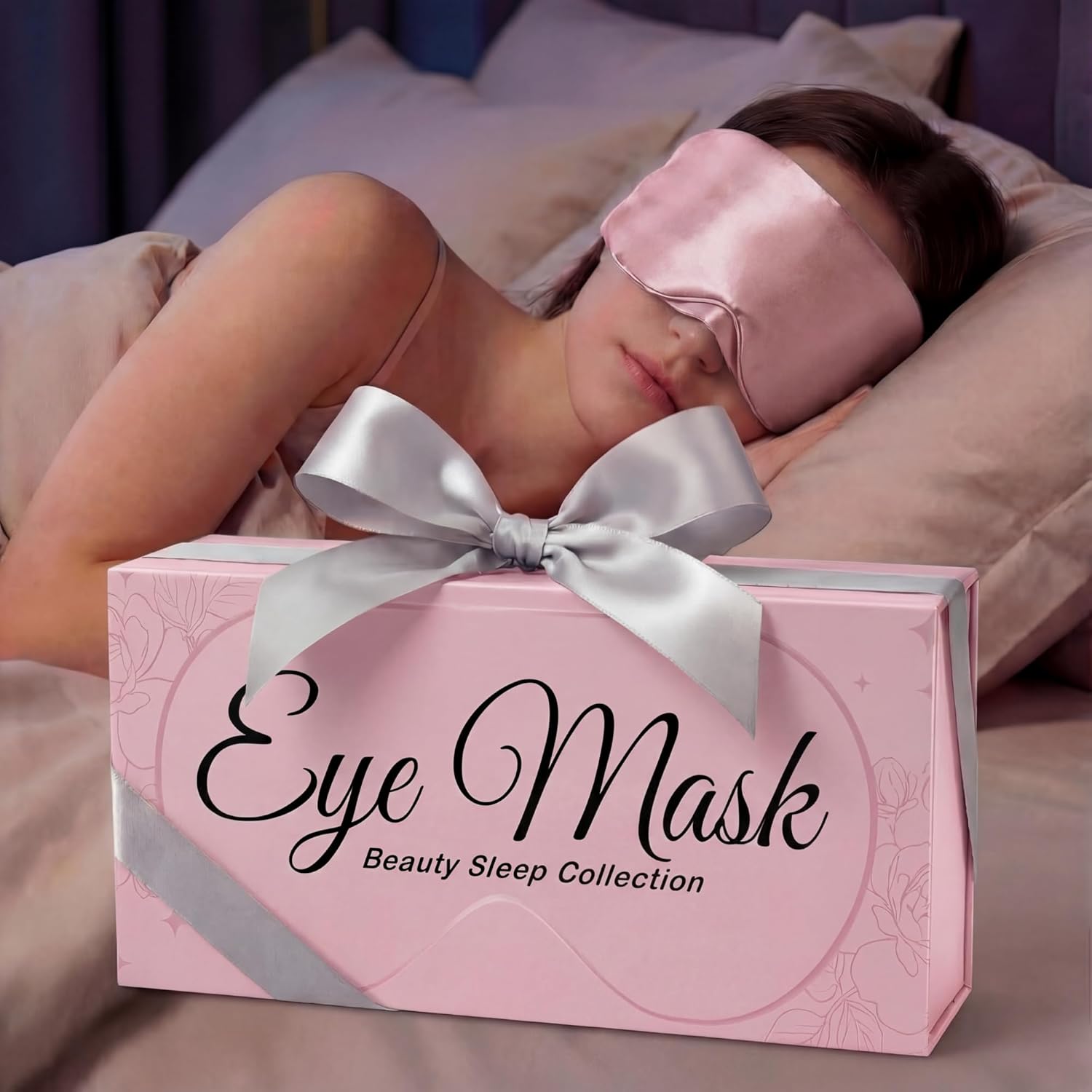 SLEEP SANCTUARY 100% Pure Mulberry Silk Sleep Mask - 22 Momme Light Blocking Hook & Loop Silk Eye Mask for Sleeping - Secure Fit for Side Sleepers, Women & Men - Cloud Soft (Pink) - Image 8