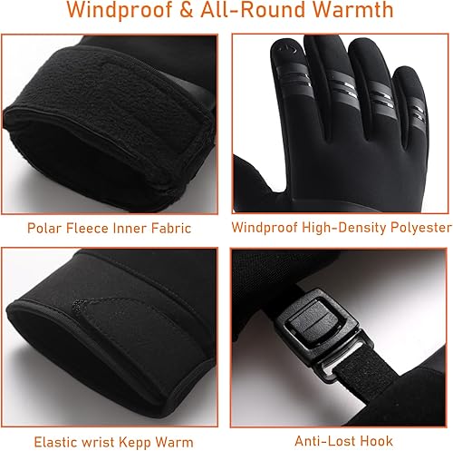 Miniatura 2 de LJCUTE Guantes de pesca sin dedos de invierno para hombres y mujeres, resistentes al viento, para clima frío, pantalla táctil, guantes de ciclismo