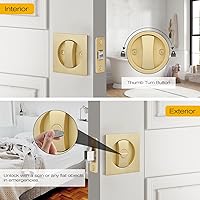 Vista 2 de Paquete de 2 cerraduras de puerta de bolsillo, cierre de puerta de bolsillo dorado, herrajes para puerta de bolsillo interior, función