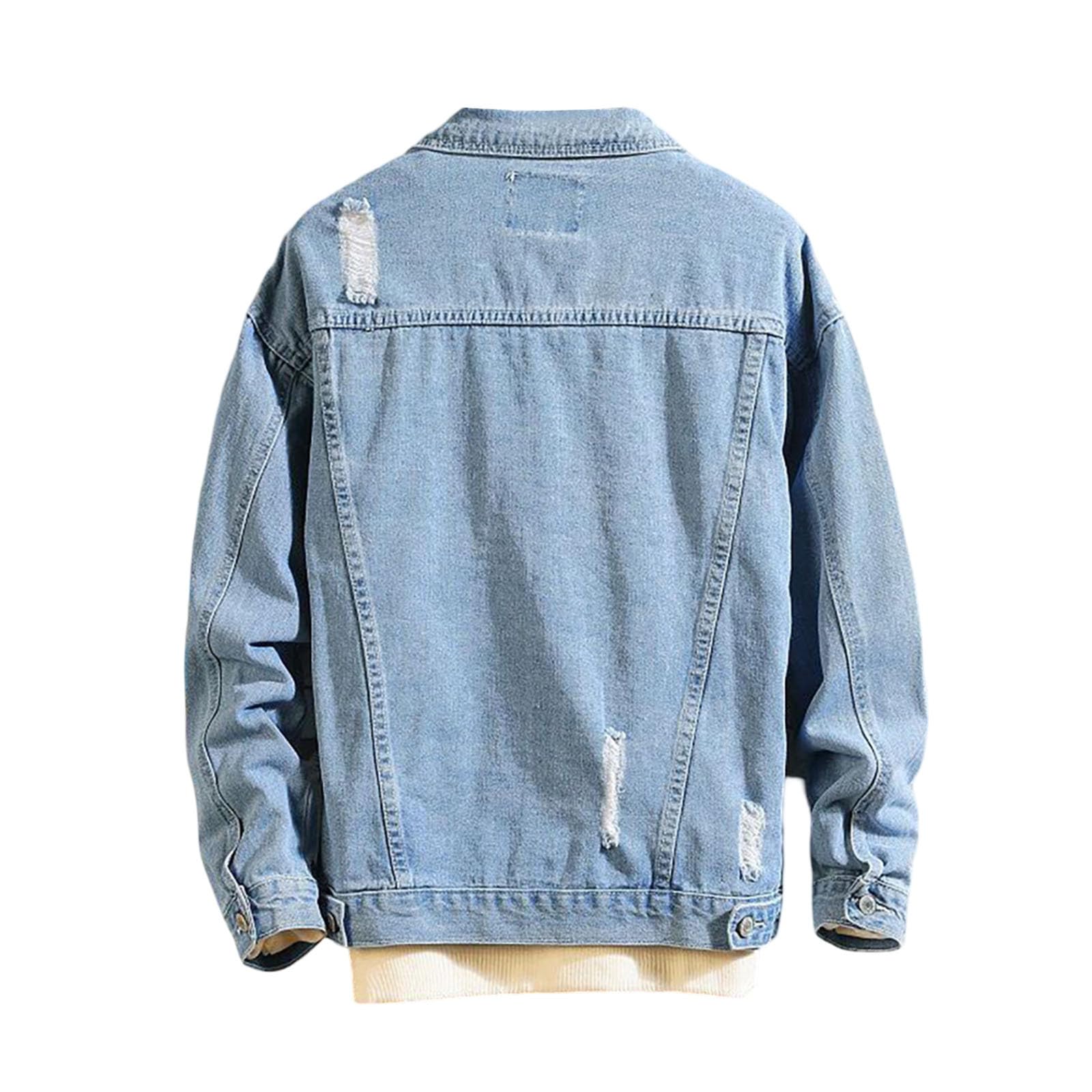 Giacca Jeans Uomo Giubbotto Abbigliamento Autunnali Giubbino Mezza Stagione Cowboy di Giacchetto Oversize Denim Casual Primaverile