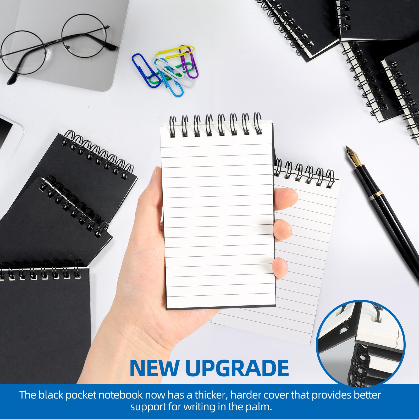 wavamawa Paquete de 12 cuadernos de bolsillo, blocs de notas pequeños de 3 x 5 pulgadas, mini cuaderno en espiral, tamaño de bolsillo pequeño, papel rayado universitario rayado, bloc de notas para el