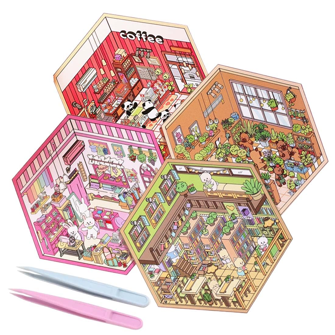 CATOR 4 Pegatinas 3D Reutilizables Para Scenes De Casa Y DIY – Lindo Set Con Pinzas, Ideal Para Decorar Cuadernos, Móviles Y Más, Alivia El Estrés (A)