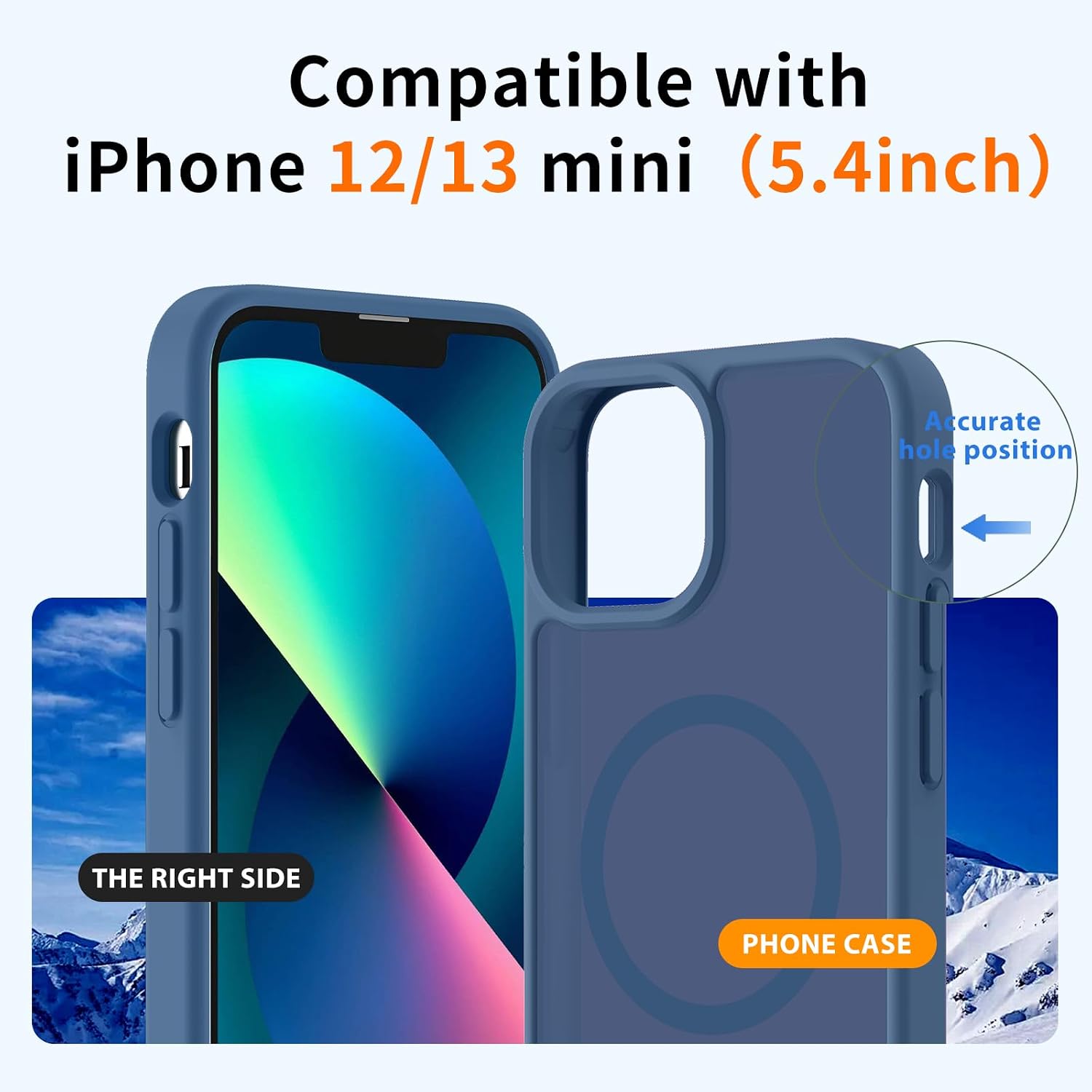 Hualele Magnetic for iPhone 13 Mini Case & iPhone 12 Mini Case,Compatible with MagSafe, Military Grade Dropproof Translucent Matte Hard Back Soft Edge Slim Phone Case iPhone 13/12 Mini,Sapphire Blue