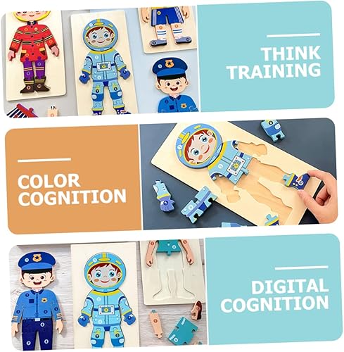 Miniatura 3 de Kisangel Rompecabezas de madera de astronauta rompecabezas de carácter carrera rompecabezas Montessori rompecabezas para cuerpo humano juguetes