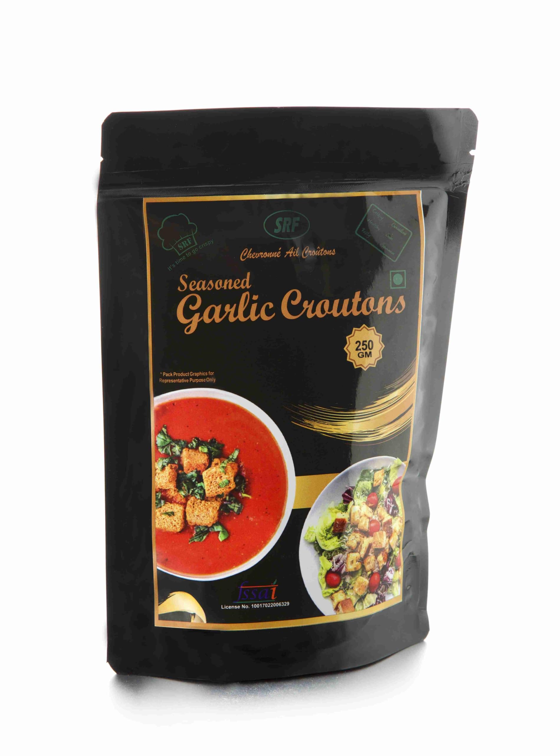 Seasoned Garlic Croutons, 250gm by SRF (Indias Largest Manufacturer of Breaded Coatings) | Perfect for Soups & Salad Dressing (B0DFQJJDGD) Amazon Price History, Amazon Price Tracker
