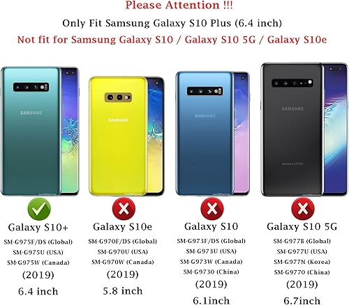 Miniatura 2 de Funda para Samsung Galaxy S10 Plus con cubierta para lente de cámara, protector de pantalla HD, resistente a caídas de grado militar, soporte de