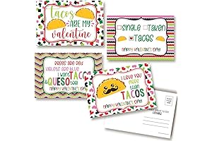 Cute Valentine Day Gift, Funny Taco Themed Stationery Valentine's Day Postcards, 20 Pack