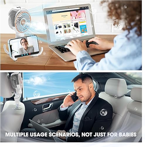 Miniatura 6 de Ausic Ventilador nebulizador para cochecito, ventilador de nebulización al aire libre de 3.4 fl oz, ventilador portátil para cochecito, ventilador