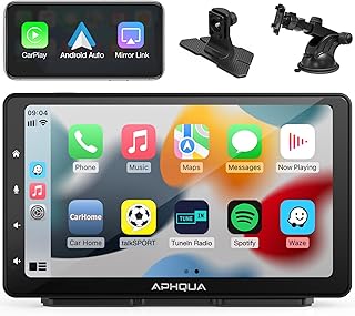 2023 Newest Wireless Apple Carplay & Android Auto, Portable Carplay Screen for Car, 7'' IPS Touchscreen Car Stereo with Detchable Sunshade, Bluetooth 5.0, AUX/FM Transmitter Supports Most Car Models
