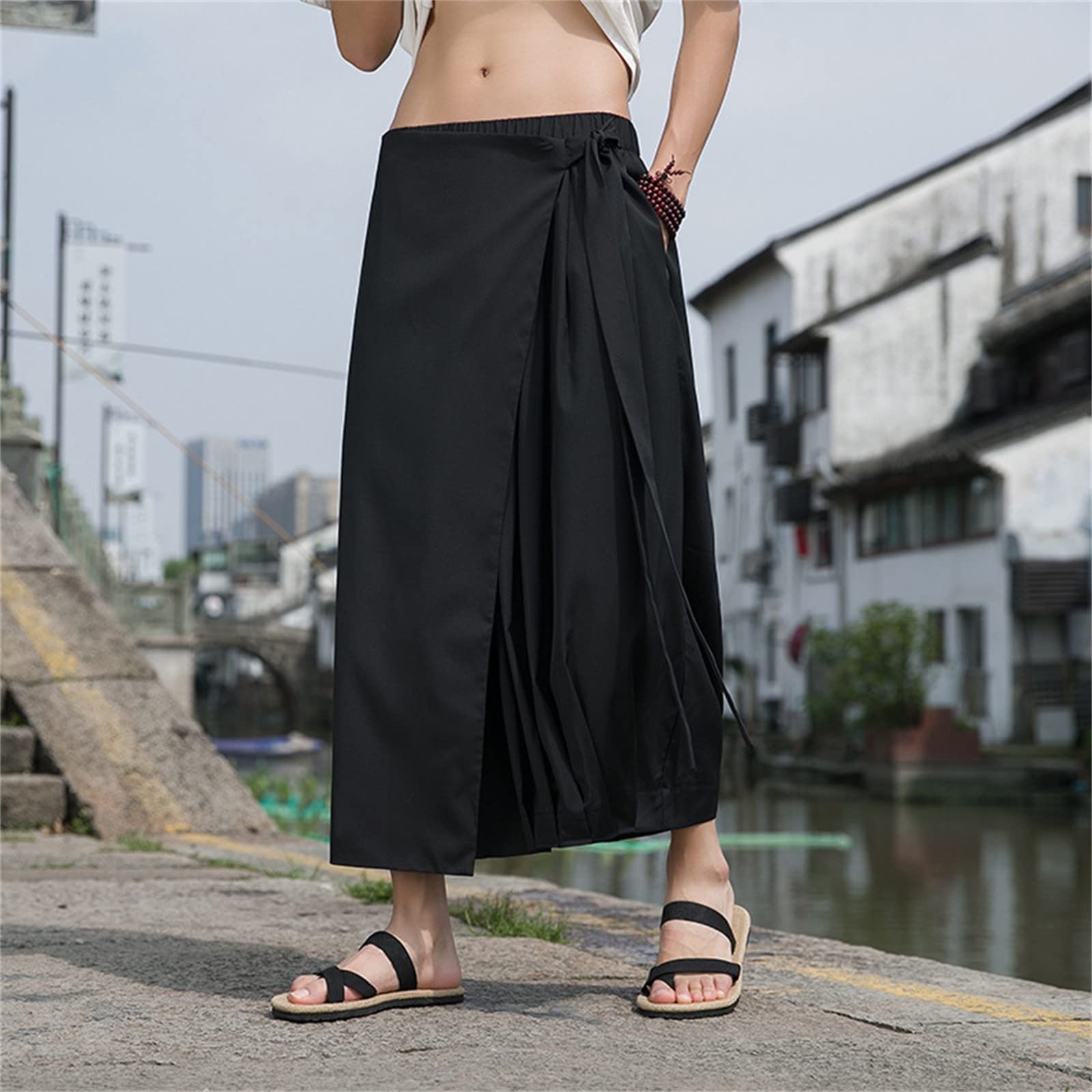 Generico Pantaloni Neri per Gli Uomini Pantaloni da Uomo in Cotone E Lino con Bottone a Pressione Cargo a Gamba Dritta con Tasche Ple Casual Atti Tutte Le Stagioni. da Allenamento Cinesi Uomo