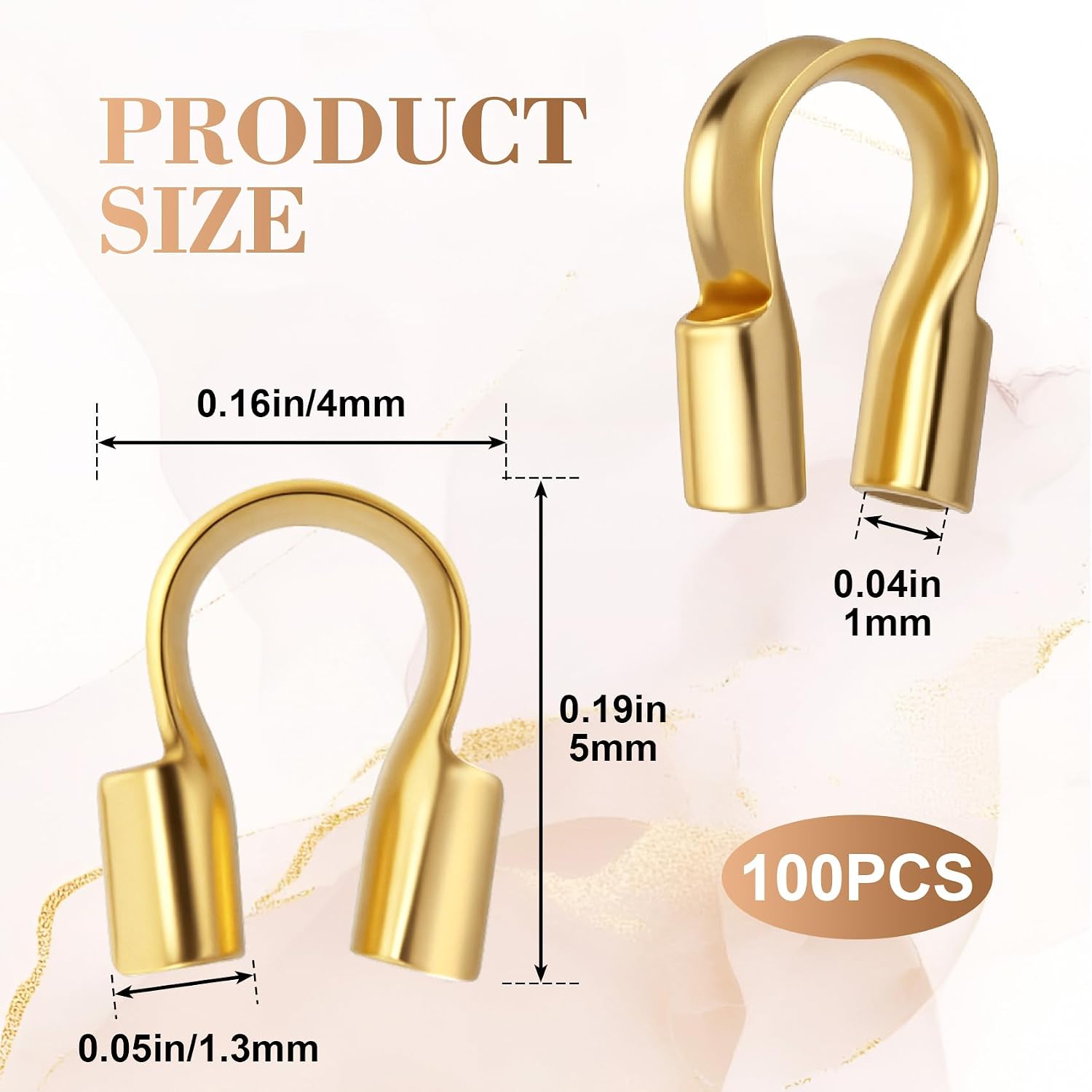 100 Pcs U Shape Wire Guards for Jewelry Making, 18K Gold Plated Wire Guardians for Jewelry Making, Wire Protectors for Jewelry Making Earrings, Bracelets, Necklaces (4 x 5 MM) image 2