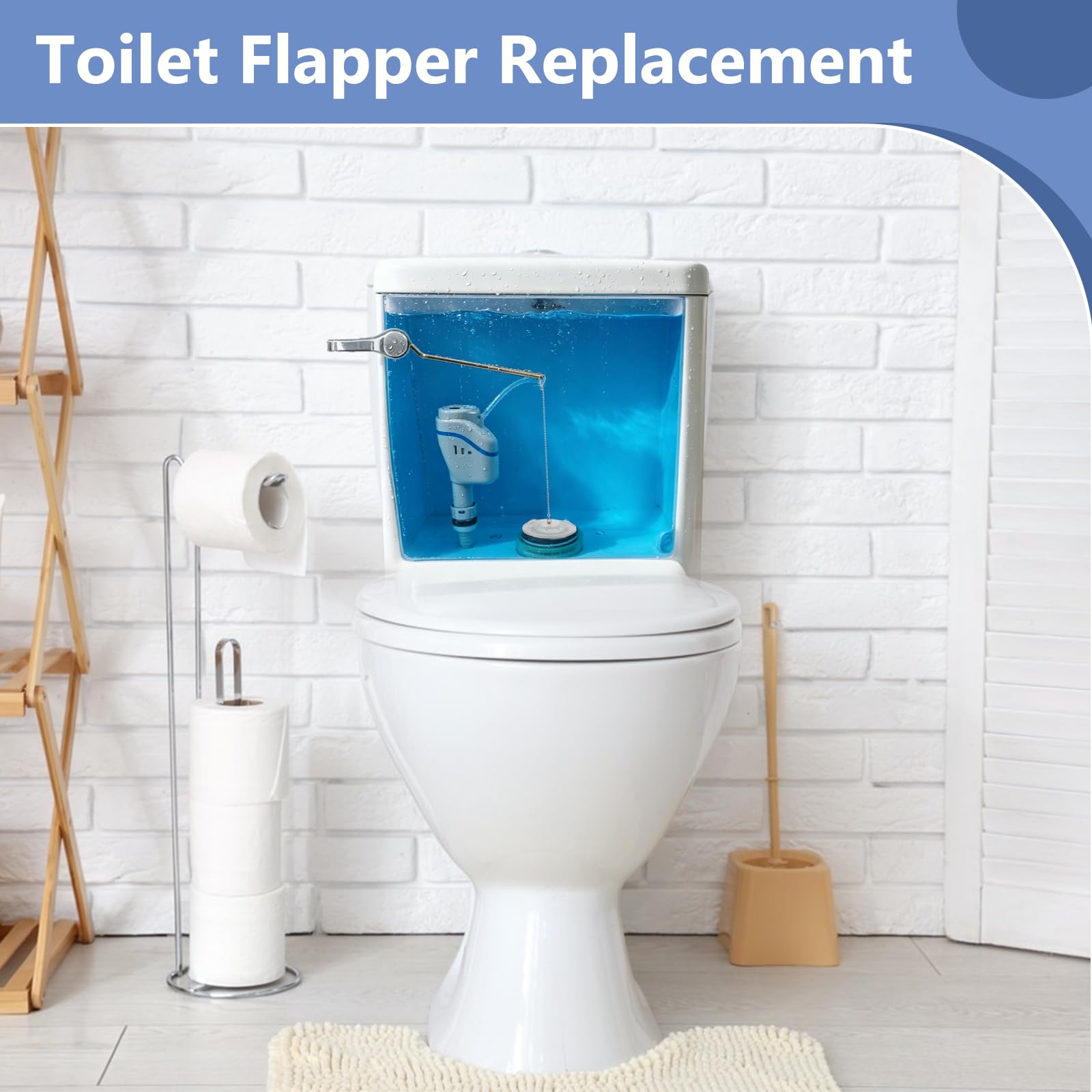 Peacoblue Lot de 4 clapets de rechange en caoutchouc pour toilettes de 7,6