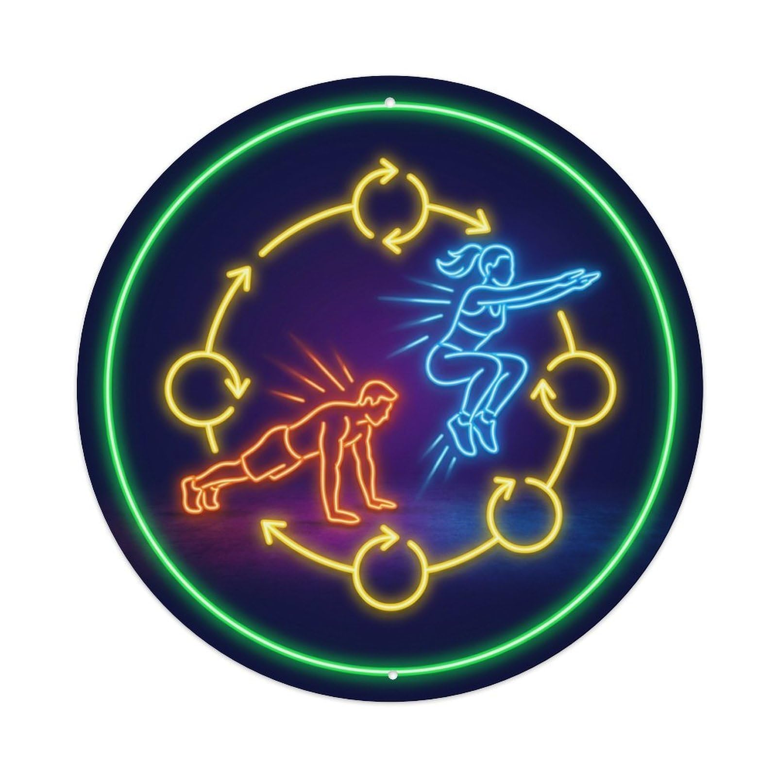 Vintage Faux Neon Gym Retro Bodybuilding Circuit Metal Tin Sign