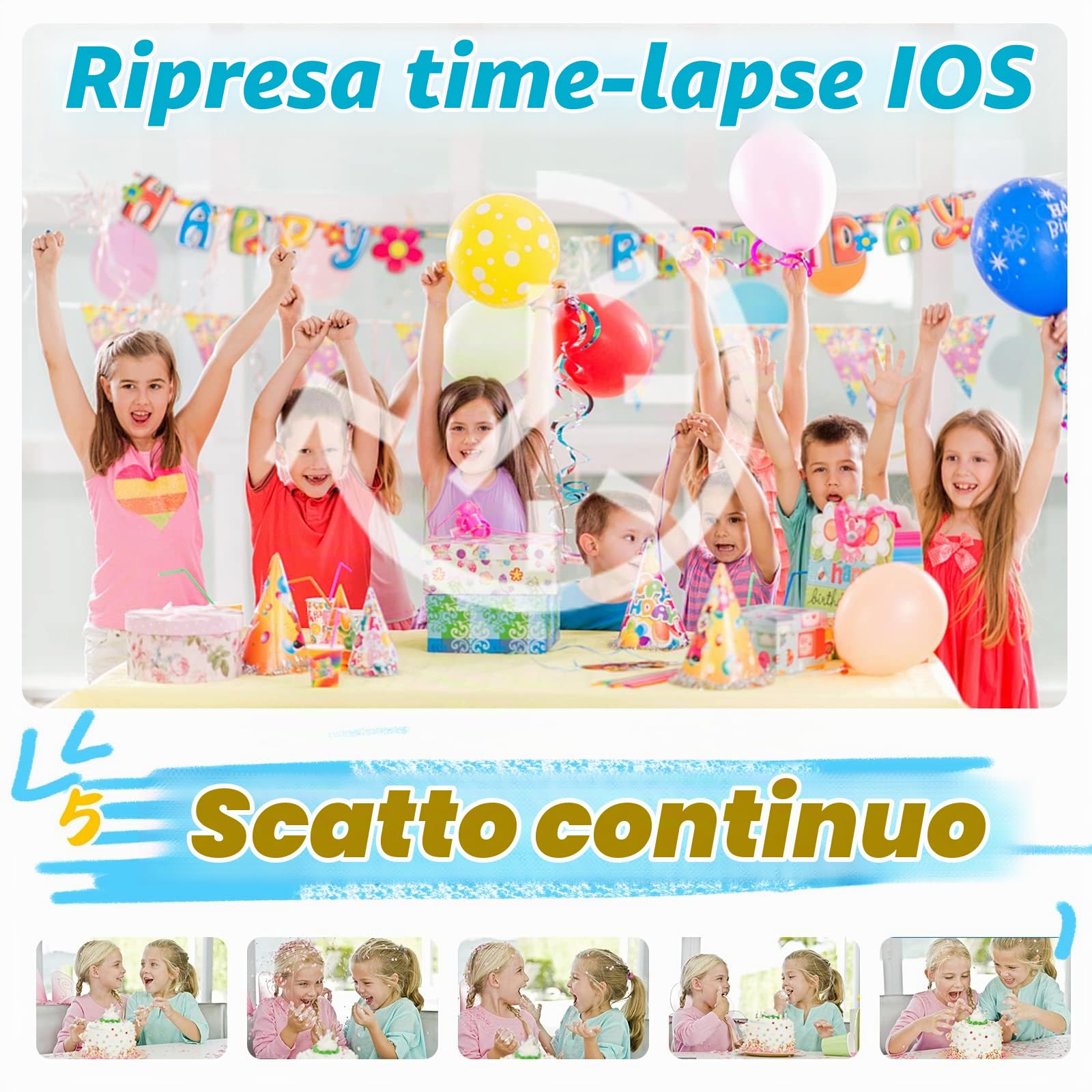 Ushining Macchina Fotografica Istantanea Bambini, 2,4 Pollici Fotocamera Istantanea Bambini, 12MP/1080P HD Videocamera con 32GB SD Scheda 3 Rotoli di Carta da Stampa 5 Penne Colorate, Blu