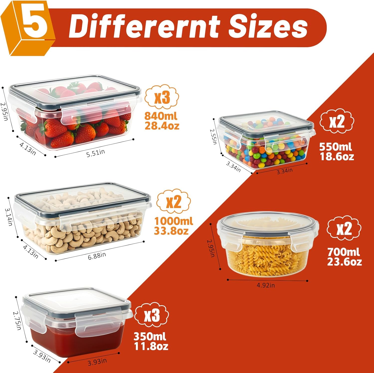 12-Pack Food Storage Container Set kitchen organizers Meal Prep Containers Lock Lids Reusable Plastic Lunch Box Snack Salad Containers 12 Boxes and 12 Lids Pantry and Kitchen Organization