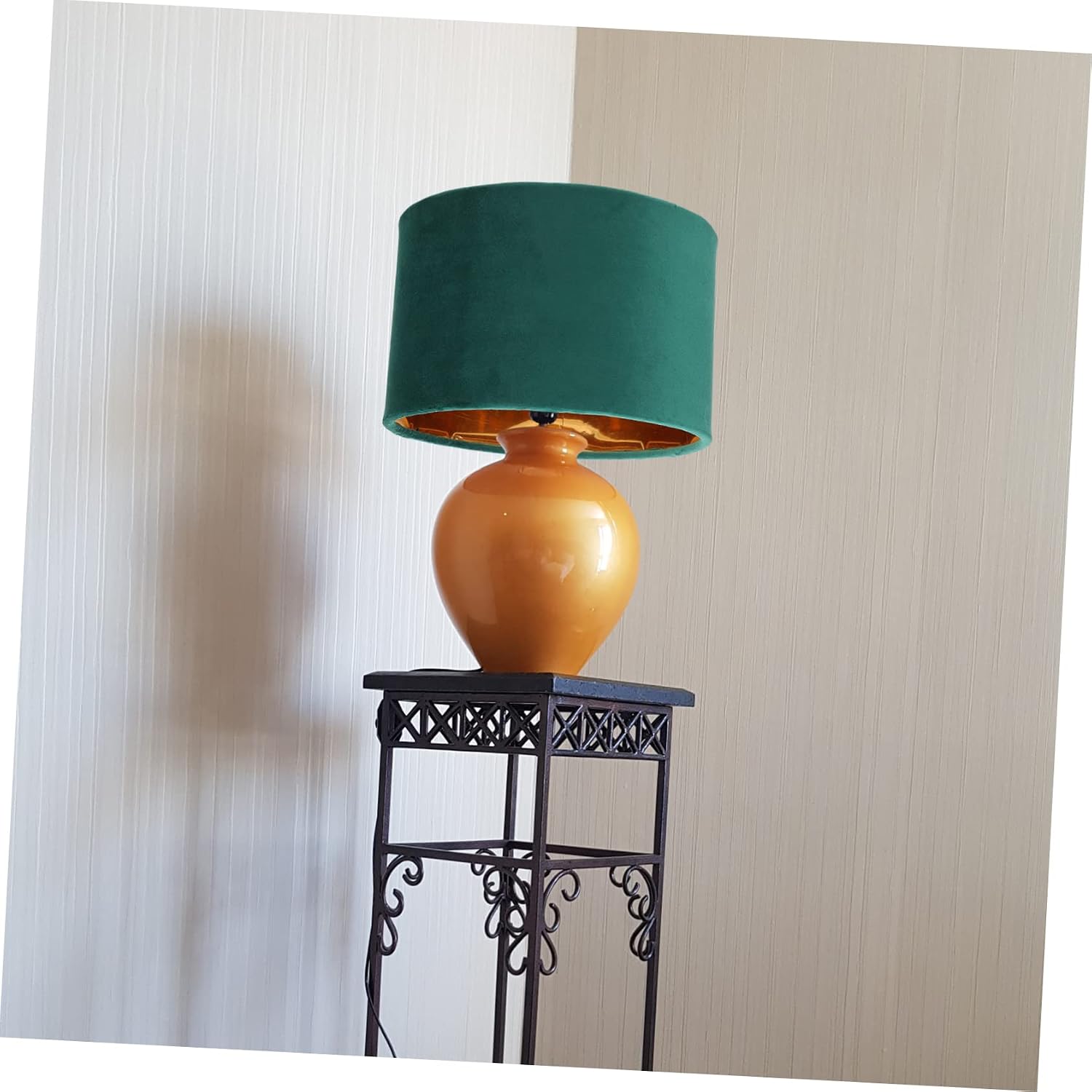Toyvian Cloth Craft Decorative Lamp Shade Velvet Gold Lined Table Lamp Cover Easy to Install Green Accent for Home Decor Stylish Light Protection