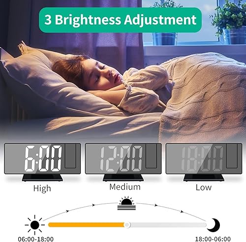 Miniatura 2 de Projection Alarm Clock, Digital Clock Large Display, Multifunction Digital Alarm Clock, Dual Projection Alarm Clock with 8 Inch LED Screen, Modern