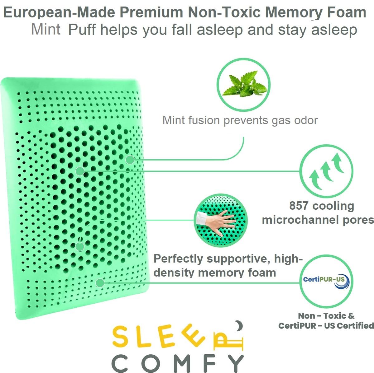SLEEP COMFY Cuscino per aromaterapia di lusso con rivestimento in memory foam, ergonomico, ortopedico, cuscino cervicale, cuscino per dormire sulla schiena, dorme sul fianco