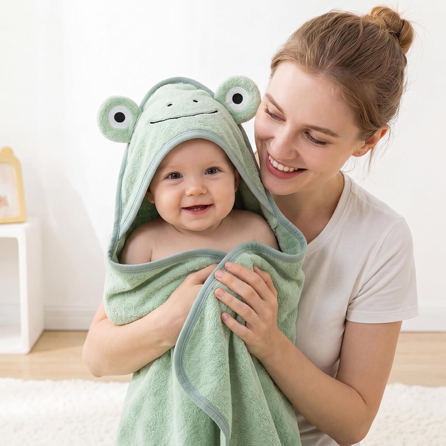 2 Pack Hooded Baby Towels, 100% Cotton, 35"x35" Hooded Towels