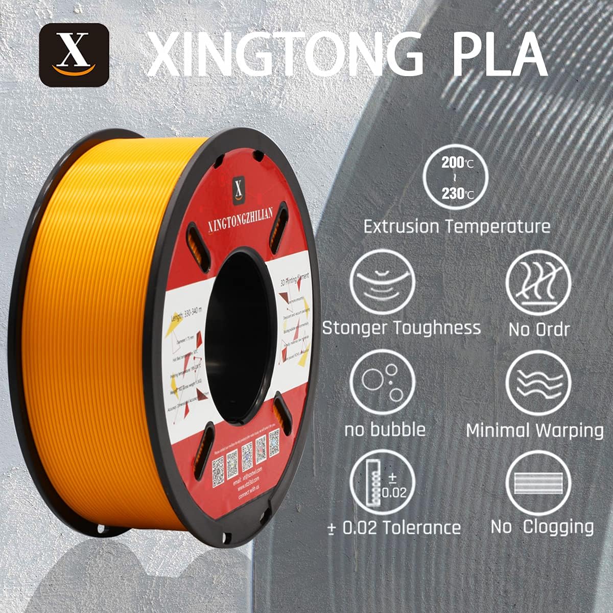 PLA 3D Printer Filament 1.75mm Printing Material Upgrade Version for 3D Printers Pens Accuracy +/- 0.02 mm Orange 1kg/Spool