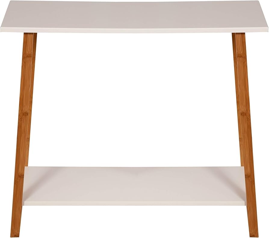 Amazon.com: 2 Tier Solid Bamboo Frame Console Table White Modern