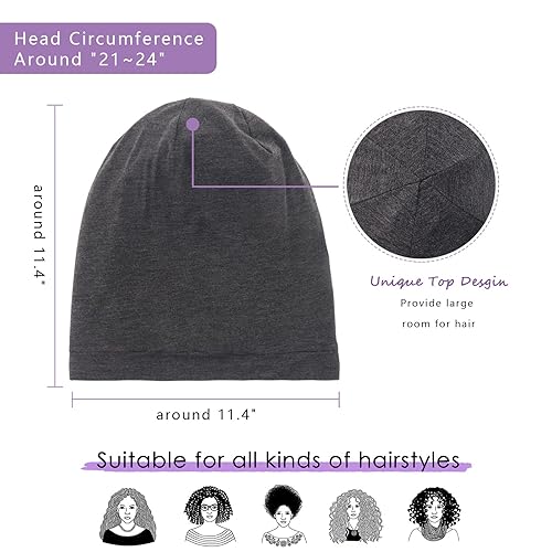 Miniatura 5 de Gorro de dormir con forro de satén de seda, ajustable que permanece toda la noche, gorro holgado para el cuidado del cabello rizado de mujeres y