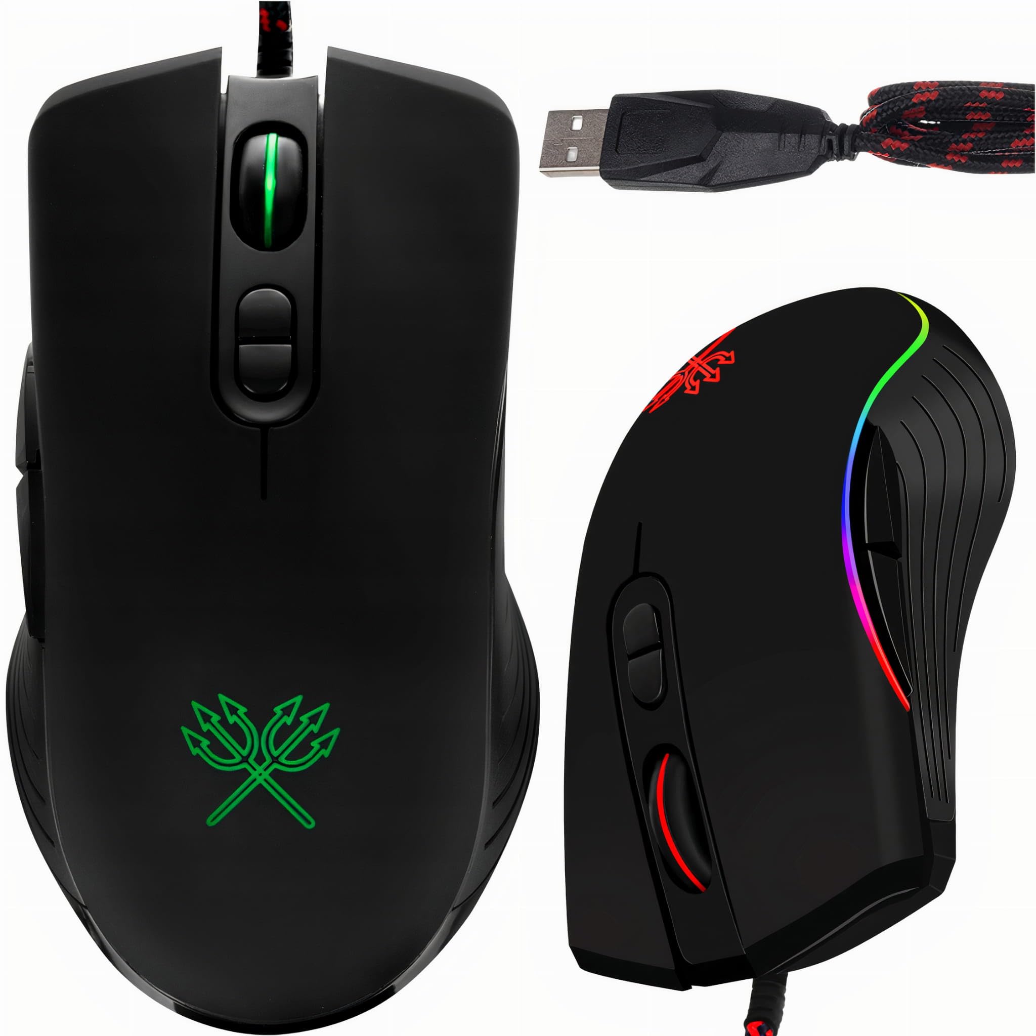 Mouse da gioco con cavo, dpi regolabili fino a 7200, gaming mouse ottico, ergonomico, led con 7 pulsanti programmabili e illuminazione RGB per PC, laptop, computer - mouse gamer.