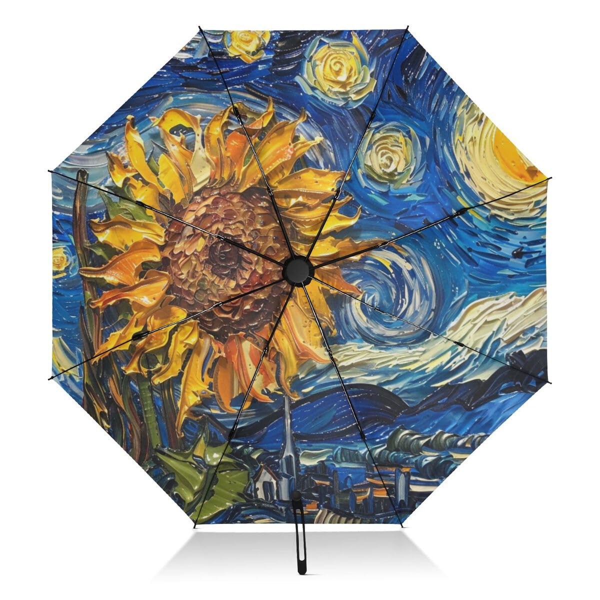 ALAZA Parapluie pliant inversé à ouverture automatique et compact - Grand parapluie portable pour la pluie, le soleil et les UV - Coupe-vent