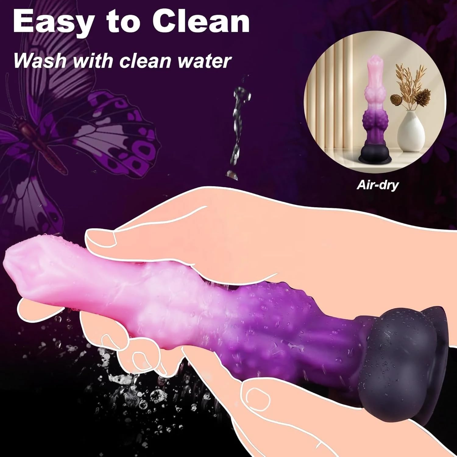 10" Monster Dildo with Knot Fantasy Horse Dildos Big Knots Huge Dragon Dong Thick Anal with Strong Suction Cup, Dog Knotted Penis for Women Sex Anal Toys for Men Gay Adult Toys for Women Men: Purple 2 Knots