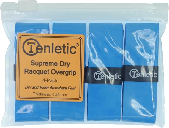 Supreme Dry Racket Overgrip Tape, Blue, 4-Pack