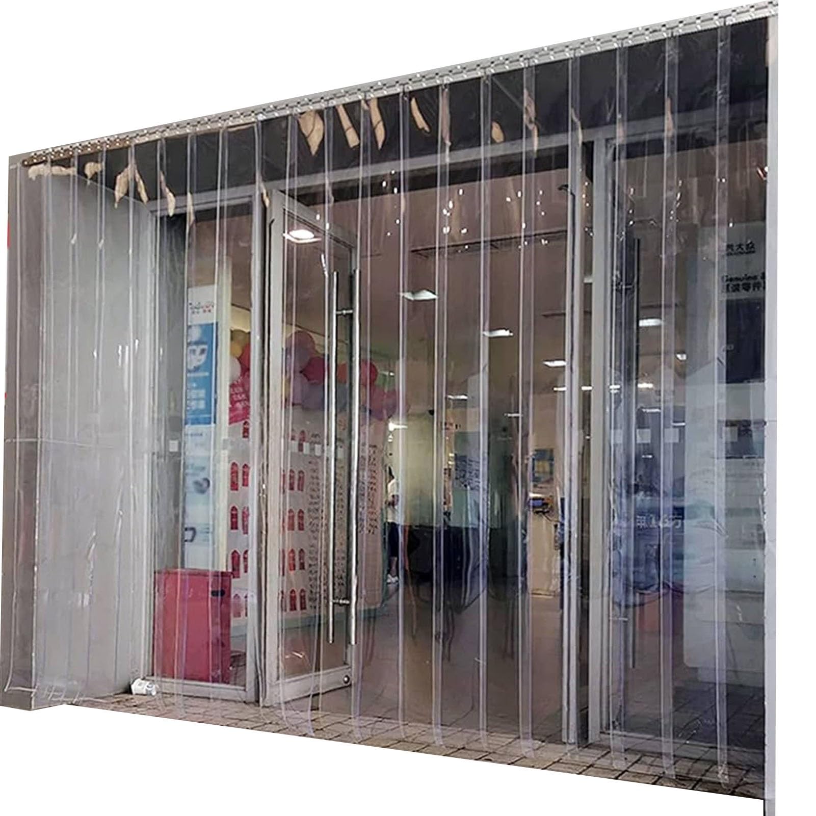 Rideau de Porte à lanières en PVC Transparent Lisse de 3 mm d'épaisseur pour Porte de Garage, sous-Sol, entrepôt (Couleur : Transparent, Taille : 195 x 300 cm)