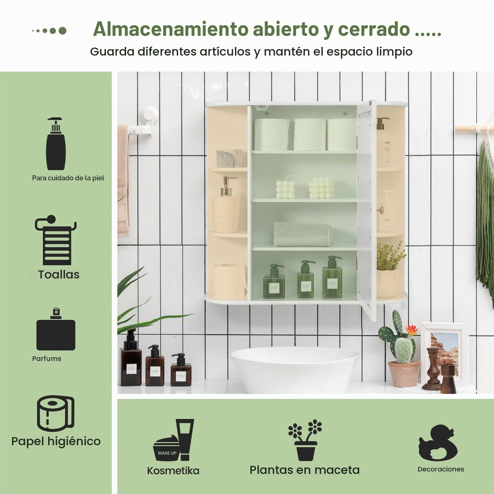 GOPLUS Armario de baño con Espejo y Amplio Espacio
