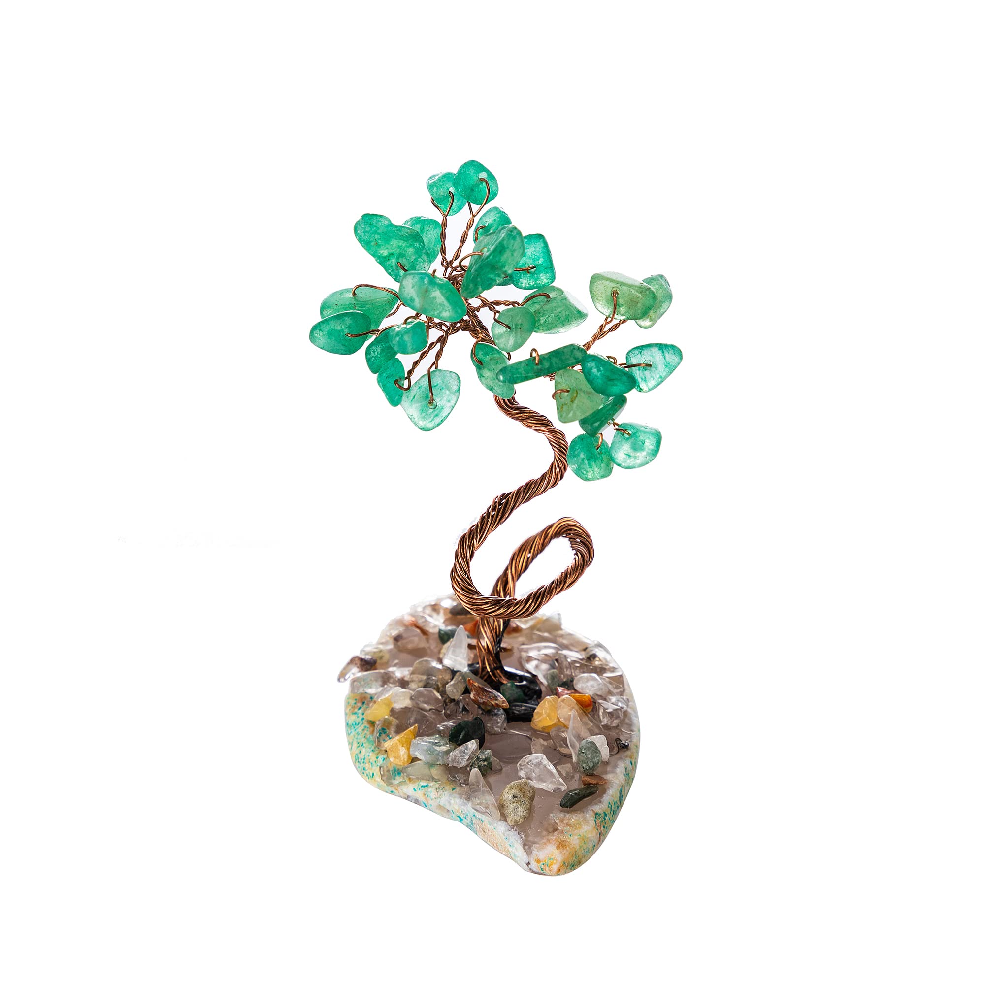 shineka Crystals and Stones Money Tree Healing Crystals Tree of Life Gemstone Tree Agate Base Gem Tree Crystals Decor for Desk Decorations Spiritual Gifts Room Decor (Green)