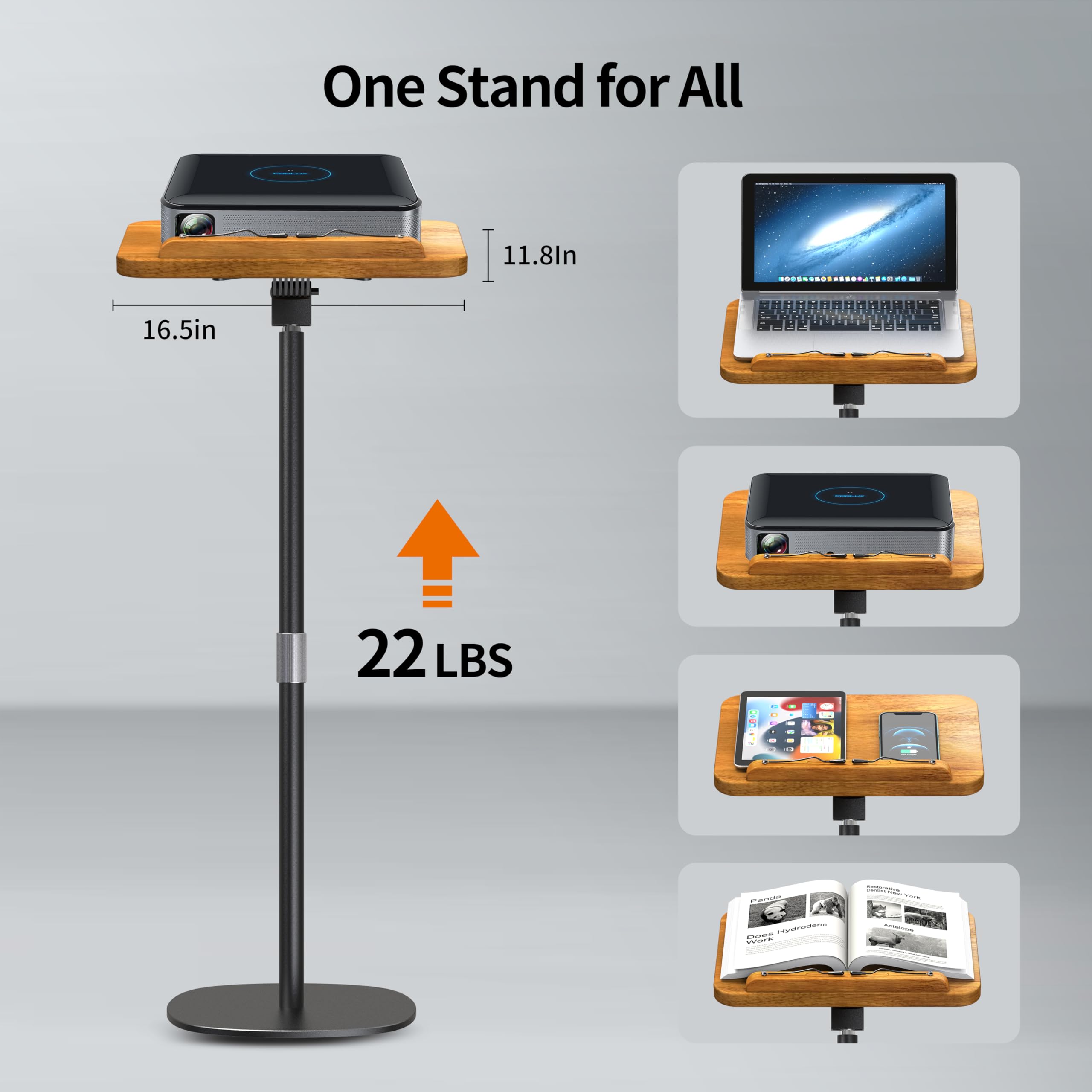 2-in-1 Boden-Notenständer & Schreibtisch-Buchständer, 41,9 cm – 129,5 cm höhenverstellbar