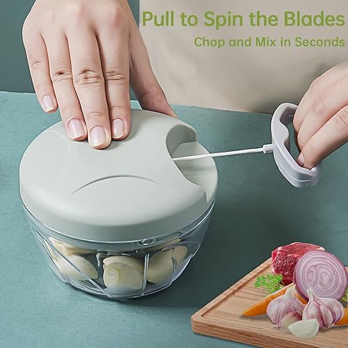 Miniatura 3 de Picadora manual de alimentos con cuerda picadora de verduras picadora de ajo mini picadora de alimentos para verduras jengibre frutas frutos secos