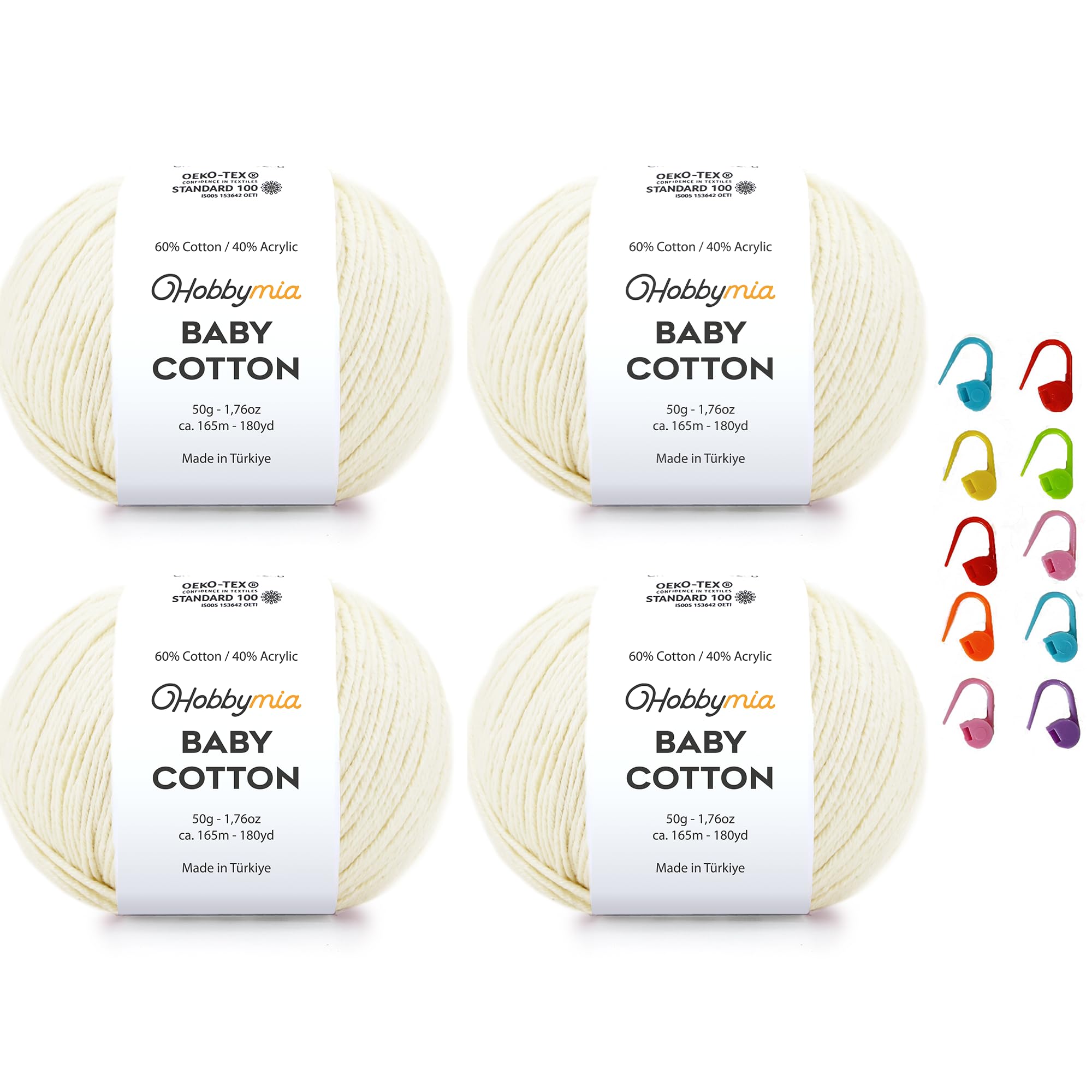 Baby Cotton Blend Yarn – Soft Sport Weight Yarn for Crochet & Amigurumi - 50g/180yds - 60% Cotton 40% Acrylic - Ideal for Baby & Knitting Proj.(Neon Green, 1 Ball) — view 83