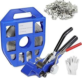 Heavy Duty Banding Strapping kit Contain 3/4"x 100' 304 Stainless Steel Packaging Straps Plastic Case & 100 Metal Buckles Tensioner with Cutter Tool Glove