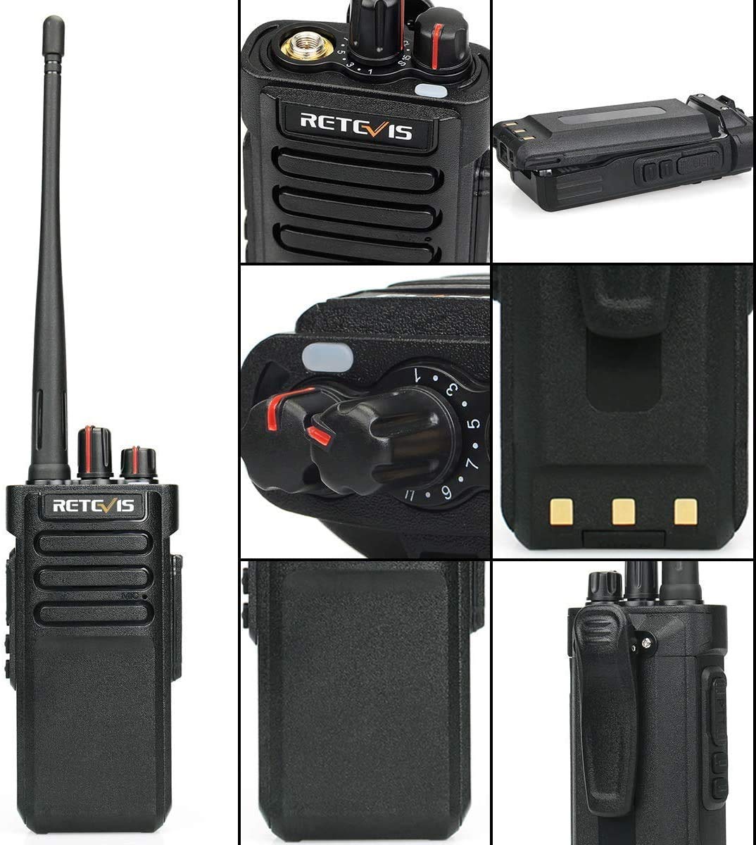 Retevis RT29 Walkie Talkie Lungo Raggio, Professionali Ricetrasmittenti Portatile con 3200 mAh, 16 Canali CTCSS/DCS VOX Ricaricabili Walkie-Talkie per Caccia, Sicurezza (Nero, 2 Pezzi) | 3200 mAh, 16 Canali CTCSS DCS VOX Ricaricabili Walkie-Talkie per Cac