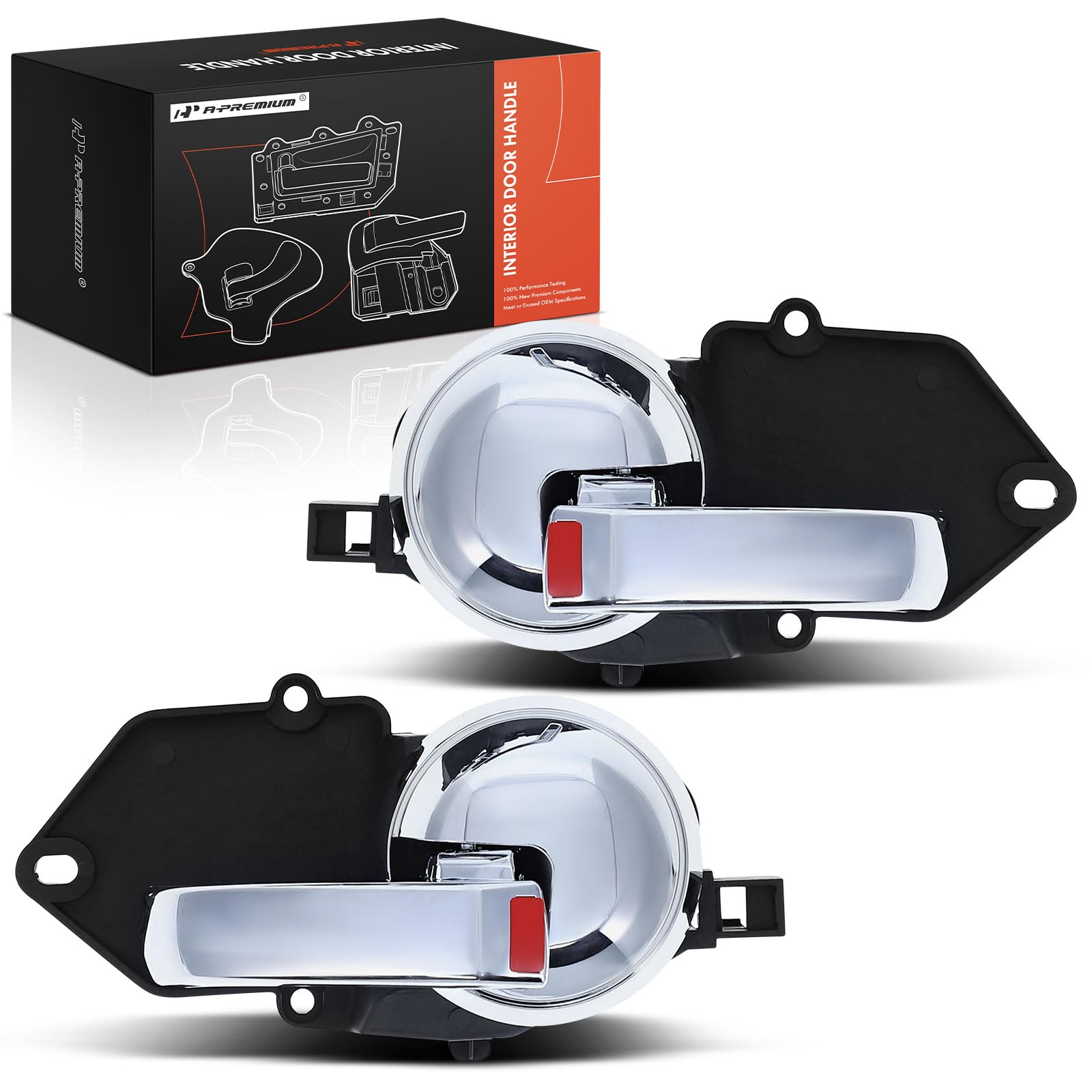 A-Premium Inside Interior Door Handles Compatible with Fiat 500 2012-2019, Chrome, 2-PC Set, Front Driver and Passenger Side