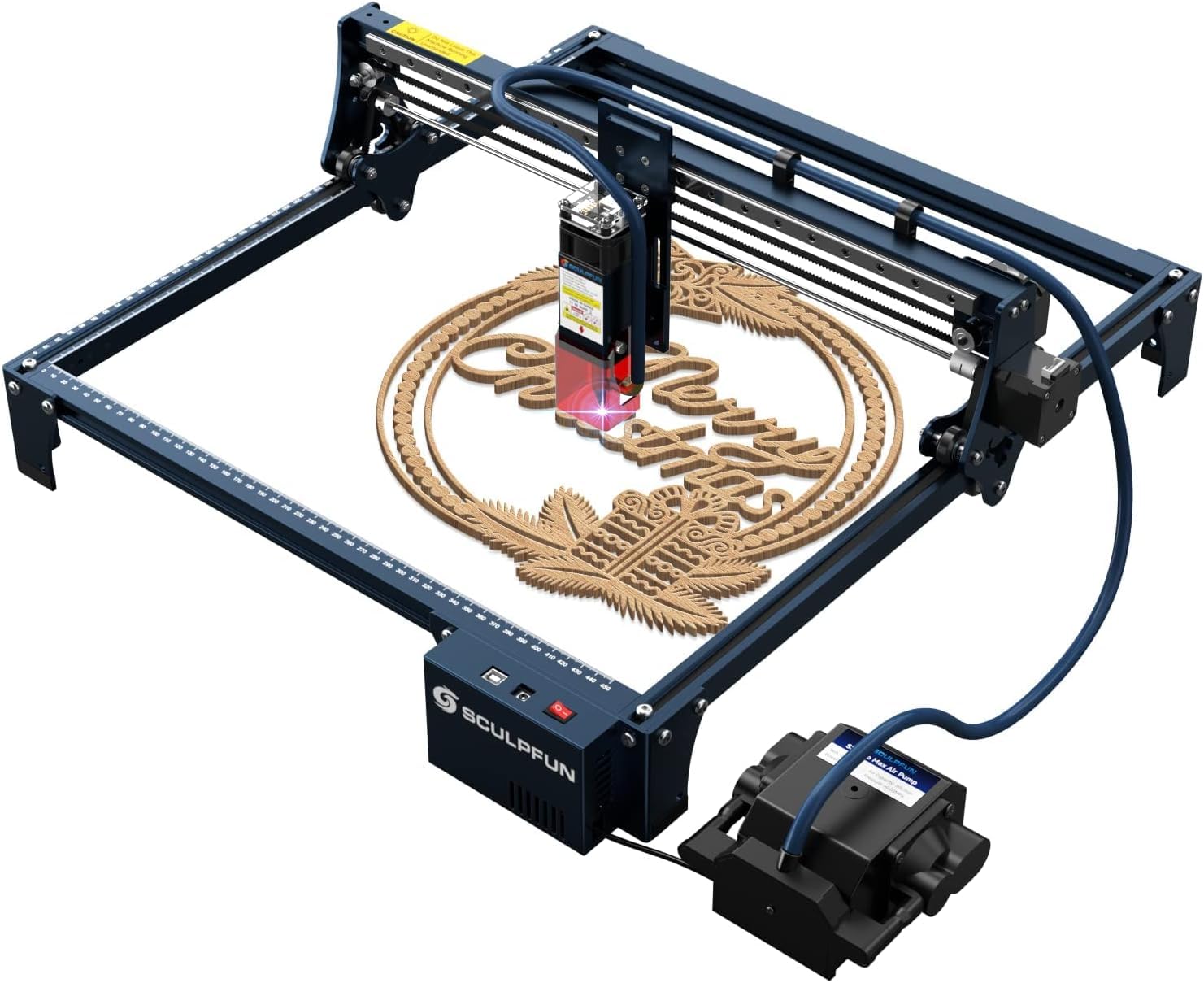 SCULPFUN Macchina per incisione laser S30 Pro, potenza di uscita laser 10 W, con supporto automatico dell'aria, punto compresso, 0,06 x 0,08 mm, taglierina laser e macchina per incisione