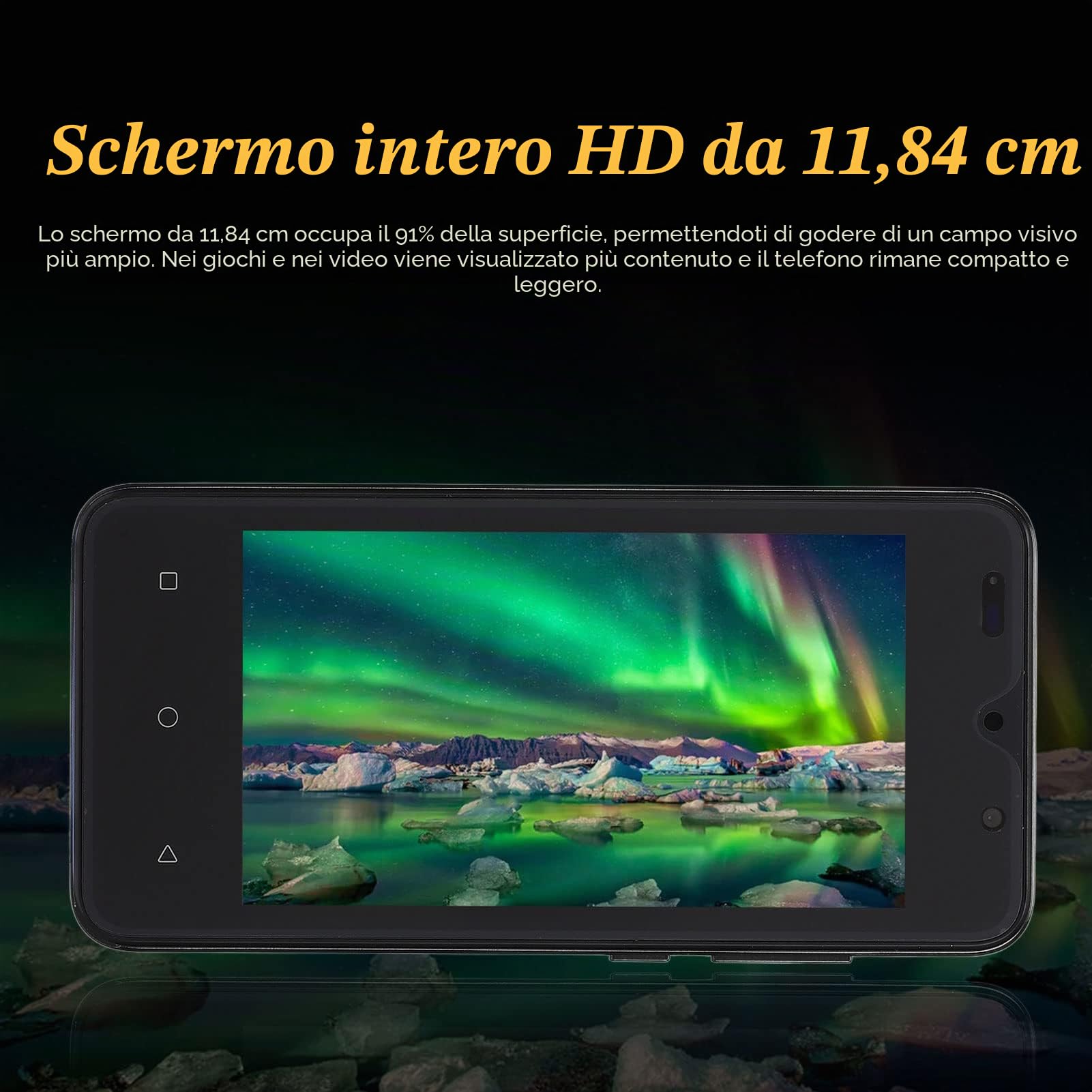 ciciglow Y53S Schermo HD da 4,66 Pollici 2 GB di 32 GB Dual SIM Phone Face Recognition Ultra Thin Dual Standby Smartphone (black)
