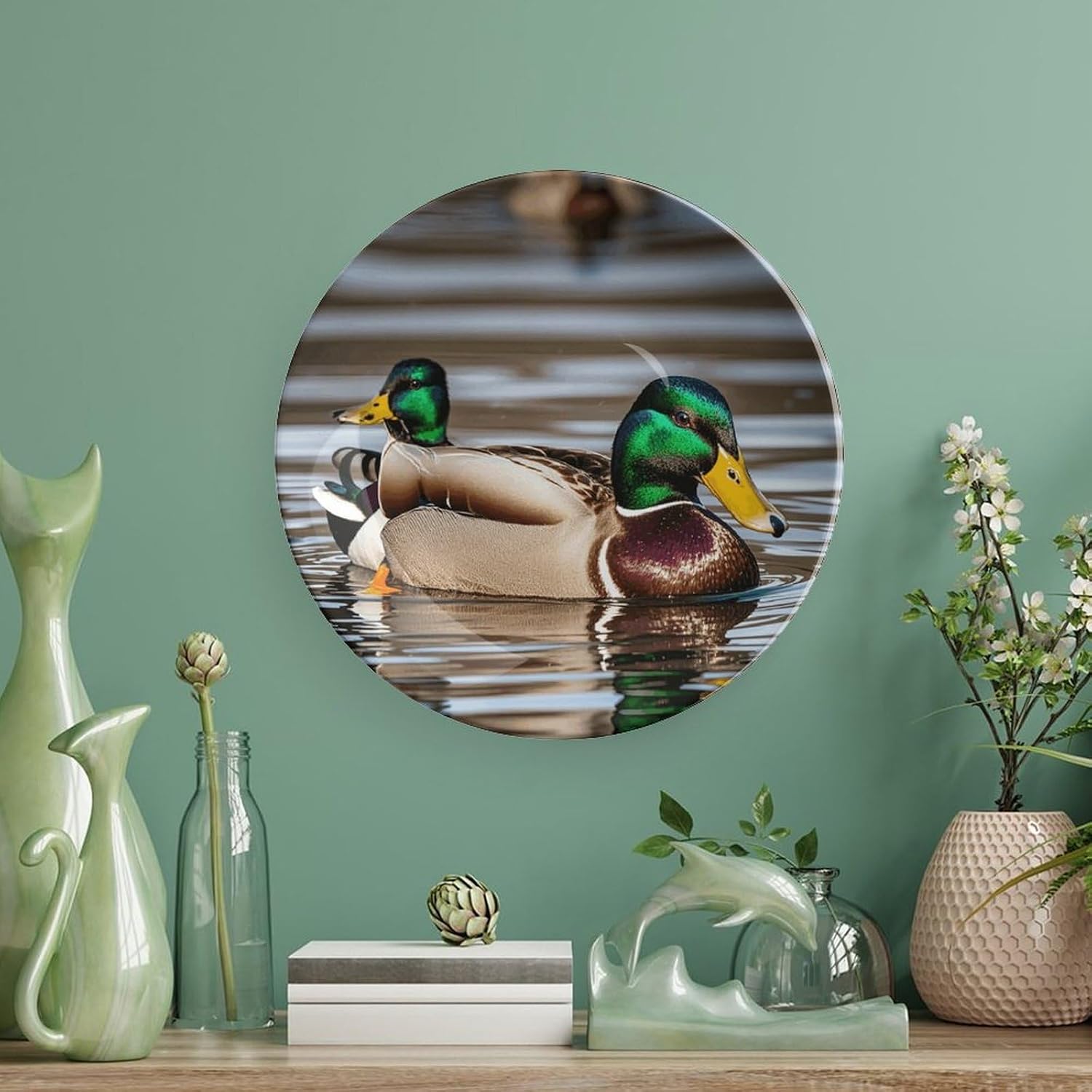 6inch Bone China Decorative Plates for Wall Hanging with Display Stand Chinese Porcelain Mallard Ducks Dessert Plate Display Dish Collections Ceramic Ornament Art Craft Home Office Decor image 5