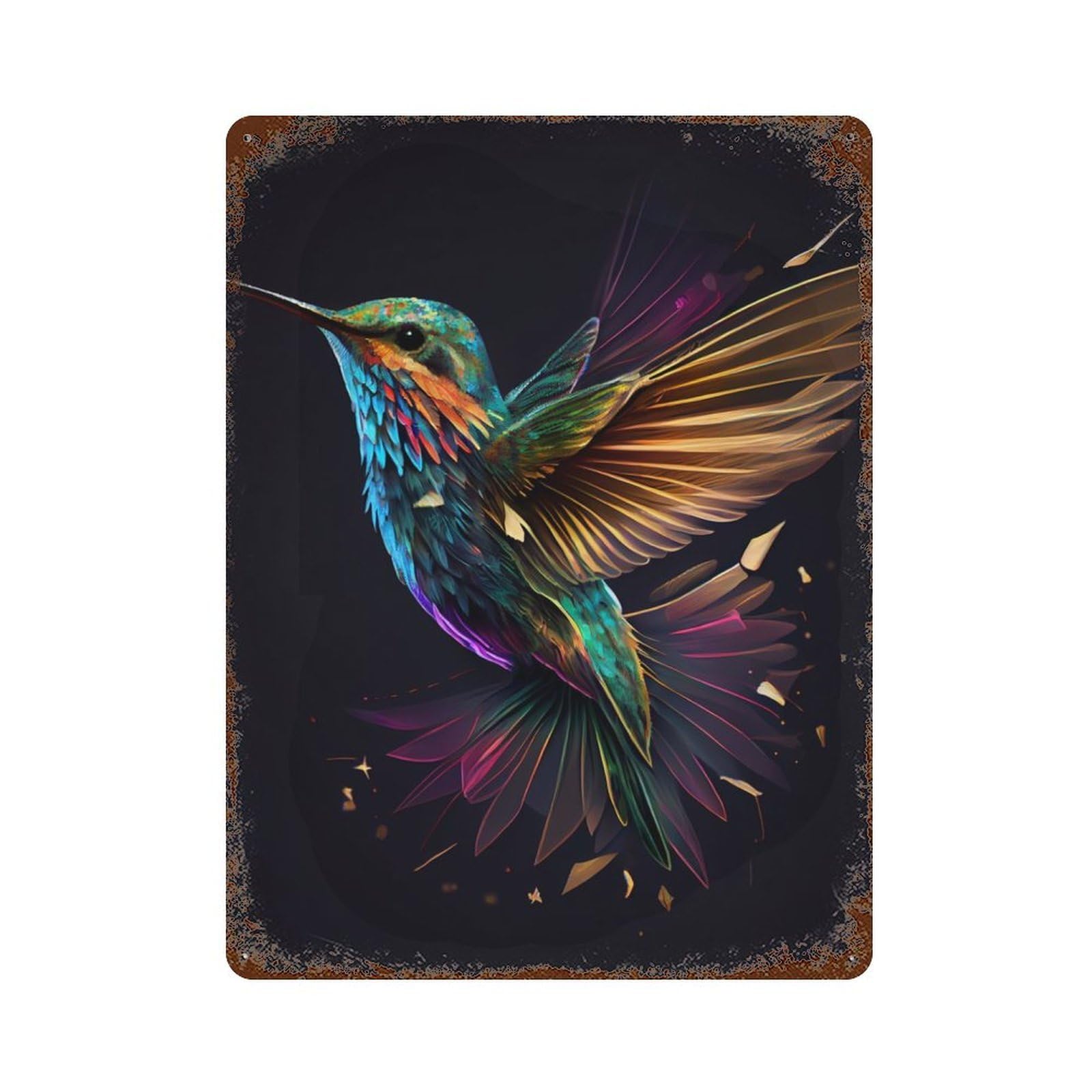 Hummingbird Bird Decorative Tin Sign 15.7"x11.8", for Bistro, Counter And Cafe Decor, Retro Wall Decor