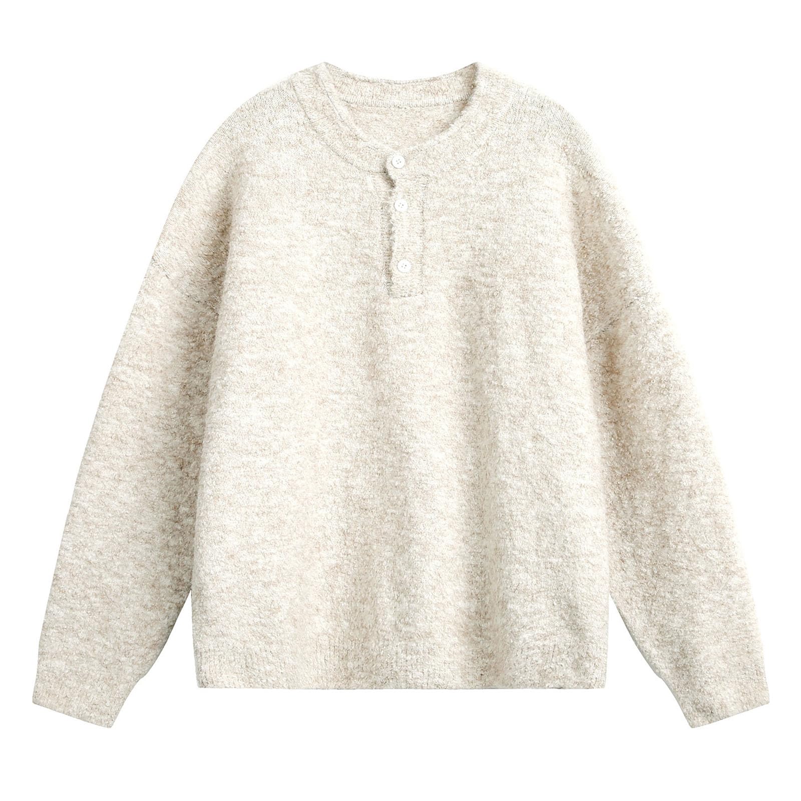 Maglione da uomo Henley a manica lunga casual con bottoni e girocollo in maglia morbida