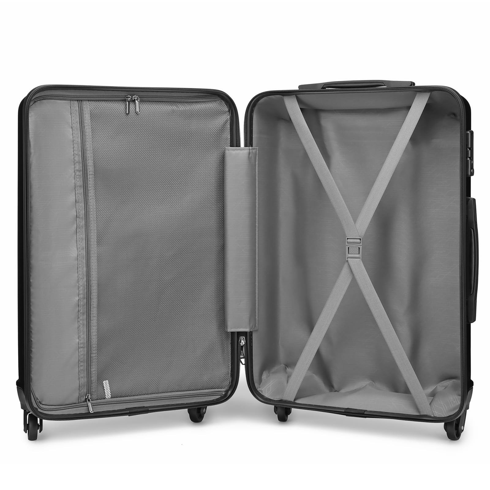 Kono Valigia rigida in ABS+PC con 4 ruote girevoli e serratura TSA, Nero , 28" Large, Valigia